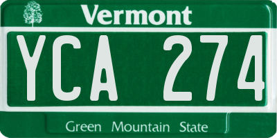 VT license plate YCA274