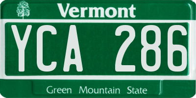 VT license plate YCA286