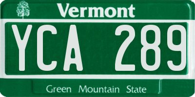 VT license plate YCA289