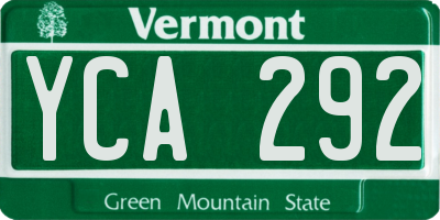 VT license plate YCA292