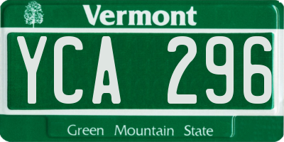 VT license plate YCA296