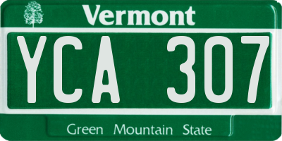 VT license plate YCA307