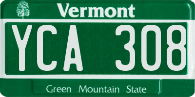 VT license plate YCA308