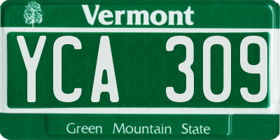 VT license plate YCA309