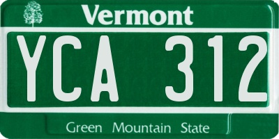 VT license plate YCA312