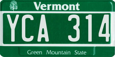 VT license plate YCA314