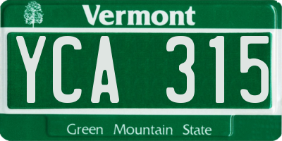 VT license plate YCA315
