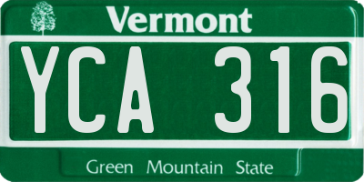 VT license plate YCA316