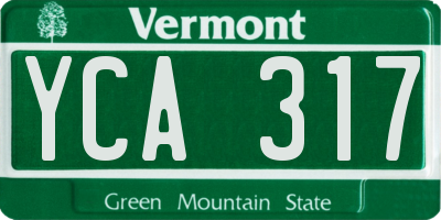VT license plate YCA317