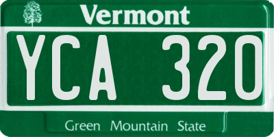 VT license plate YCA320