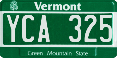VT license plate YCA325