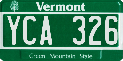 VT license plate YCA326