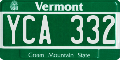 VT license plate YCA332