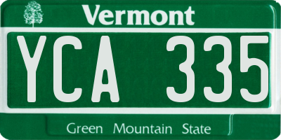 VT license plate YCA335