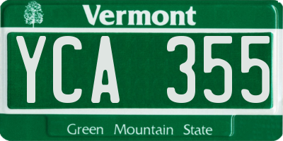 VT license plate YCA355