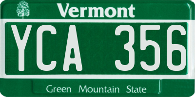 VT license plate YCA356