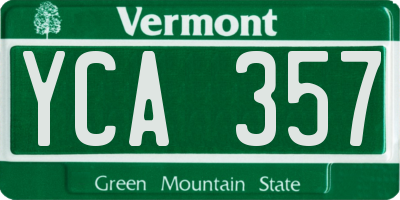VT license plate YCA357