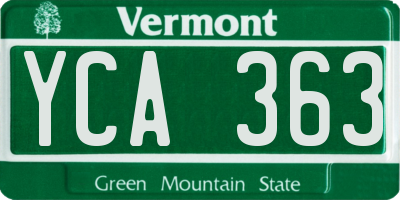 VT license plate YCA363