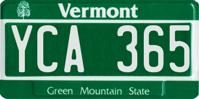 VT license plate YCA365