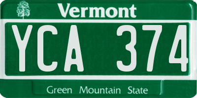 VT license plate YCA374