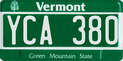 VT license plate YCA380