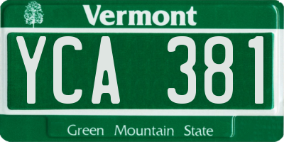VT license plate YCA381