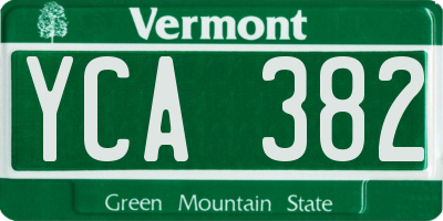 VT license plate YCA382