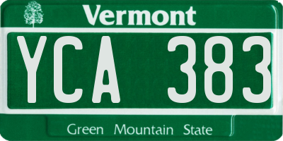 VT license plate YCA383