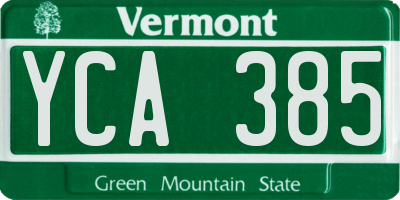 VT license plate YCA385