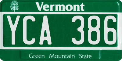 VT license plate YCA386