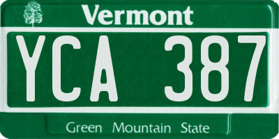 VT license plate YCA387