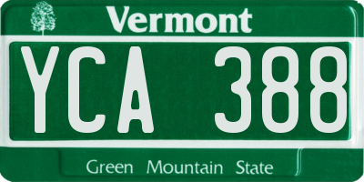 VT license plate YCA388