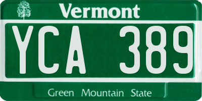 VT license plate YCA389