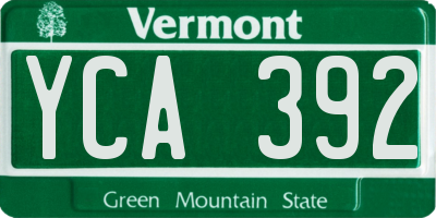 VT license plate YCA392