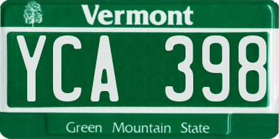 VT license plate YCA398