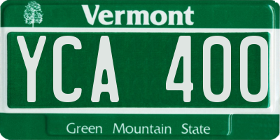 VT license plate YCA400
