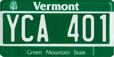 VT license plate YCA401