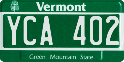 VT license plate YCA402