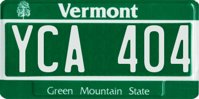 VT license plate YCA404