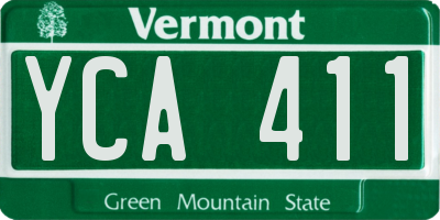 VT license plate YCA411