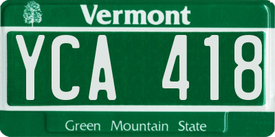 VT license plate YCA418