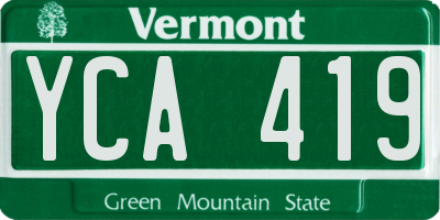 VT license plate YCA419