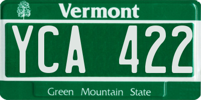 VT license plate YCA422