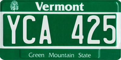 VT license plate YCA425