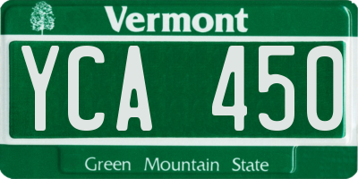 VT license plate YCA450