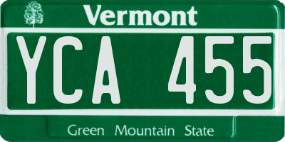 VT license plate YCA455