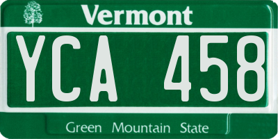 VT license plate YCA458