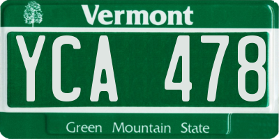 VT license plate YCA478