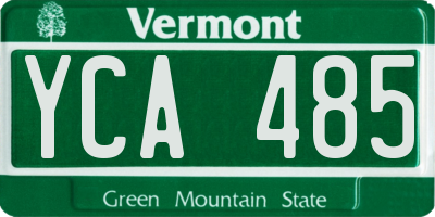 VT license plate YCA485