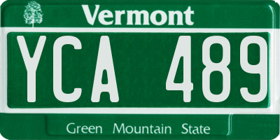 VT license plate YCA489